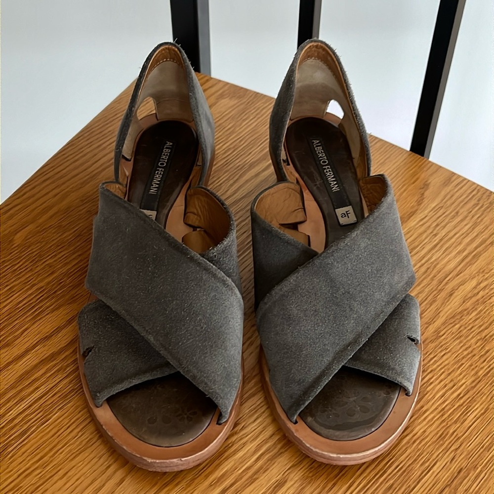 Alberto Fermani Trino Italian Suede Leather Sandal Size‎ 37 1/2